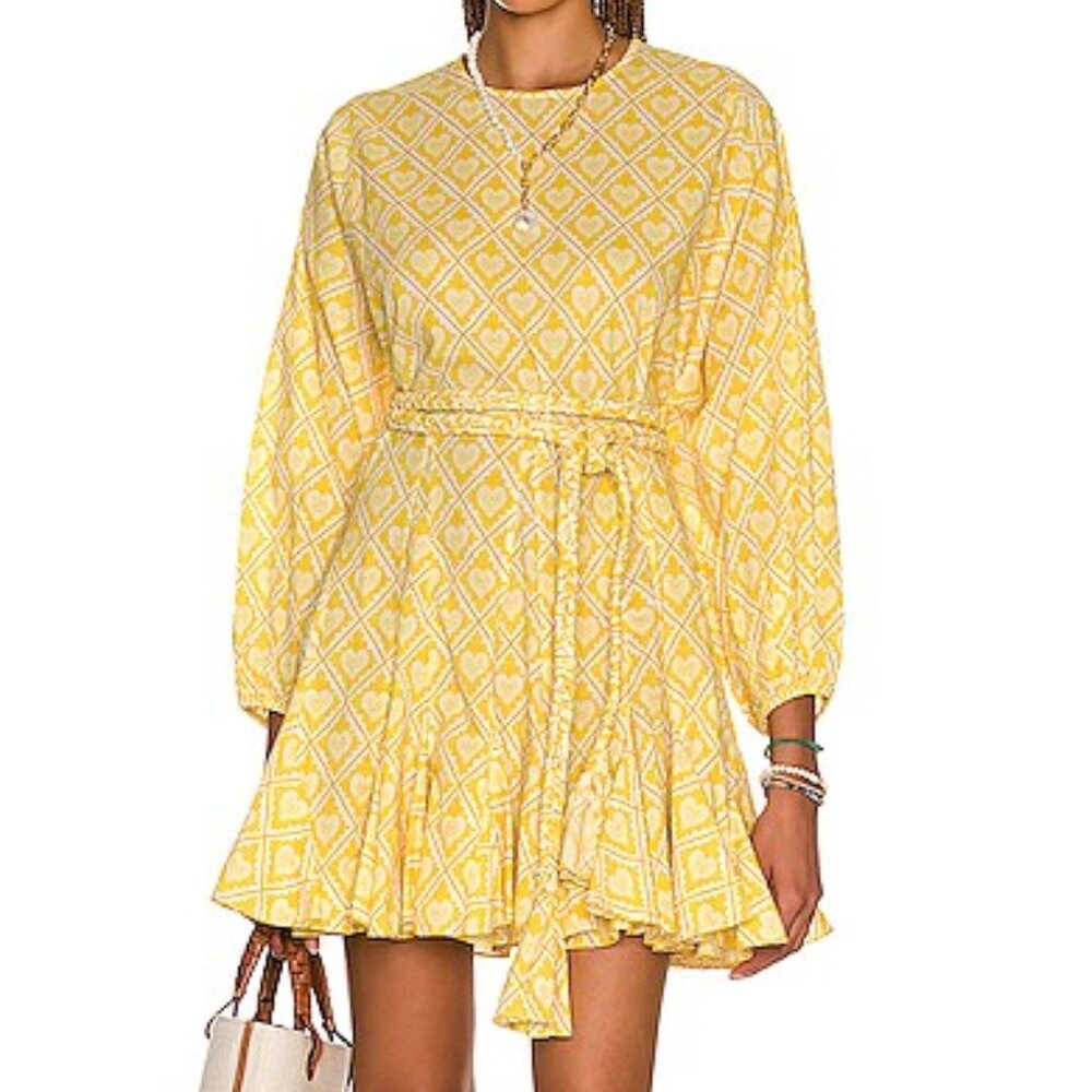 Rhode Love Lockdown Yellow Belted Ella Dress XS